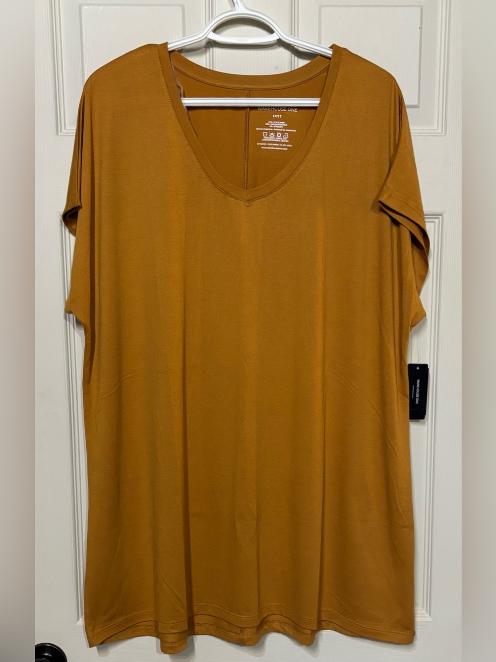 Everyday V-Neck Tunic Top - Mustard color